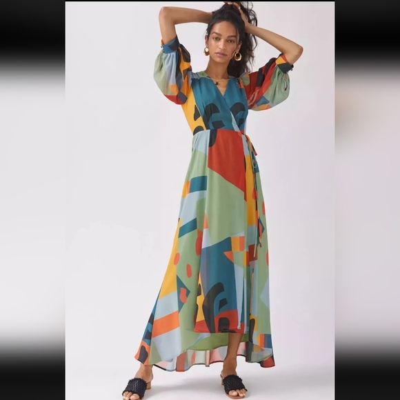 Anthropologie x Hutch NWT Abstract Wrap Maxi Dress Size XL - Picture 5 of 5